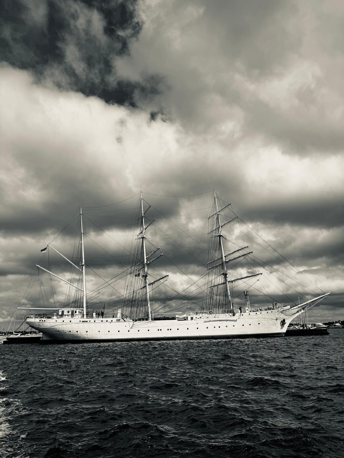 Sailing ship on the coast